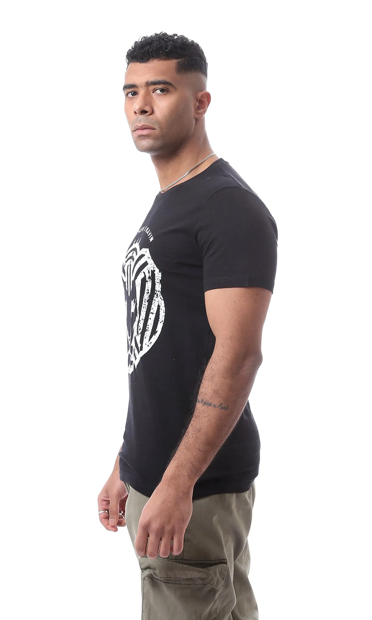 96802 "Cairokee" Printed Trendy Black T-Shirt