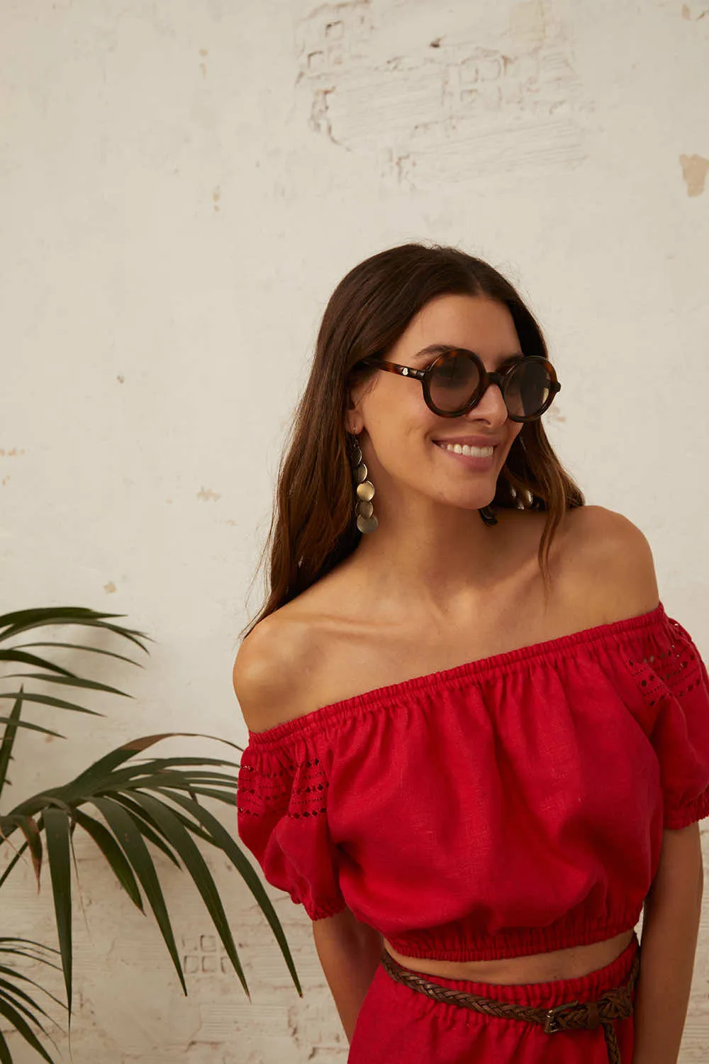 Aksinia Crop Top in Scarlet Red