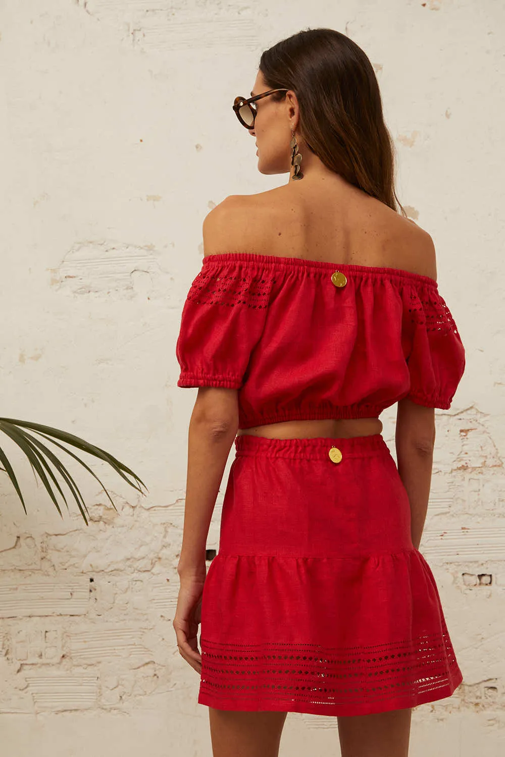 Aksinia Crop Top in Scarlet Red