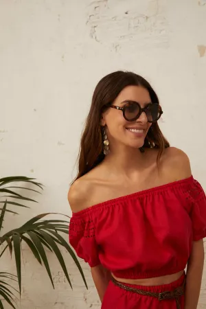 Aksinia Crop Top in Scarlet Red