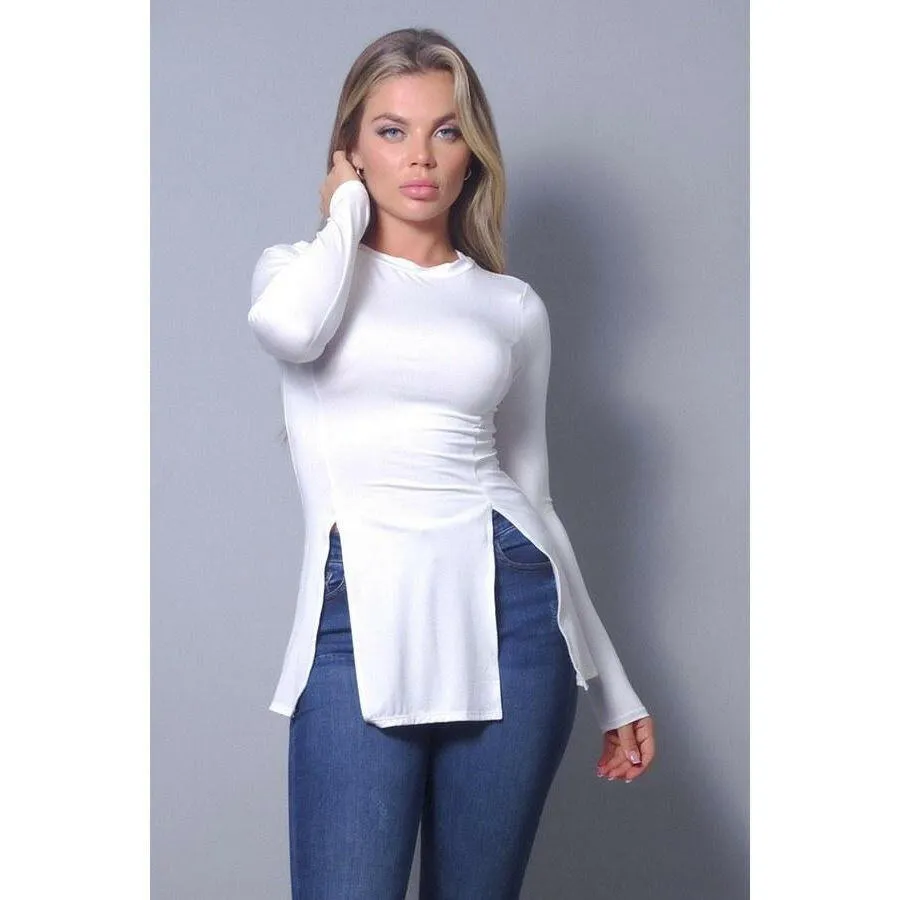 Basic Chic Split Top in White