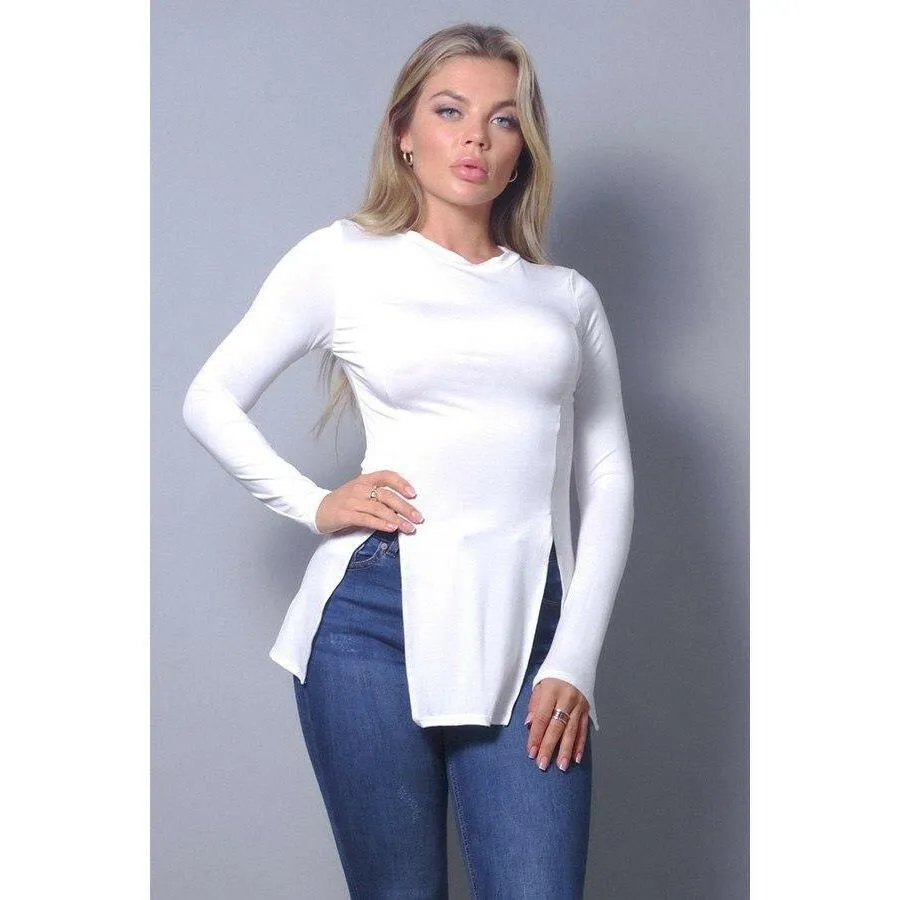Basic Chic Split Top in White
