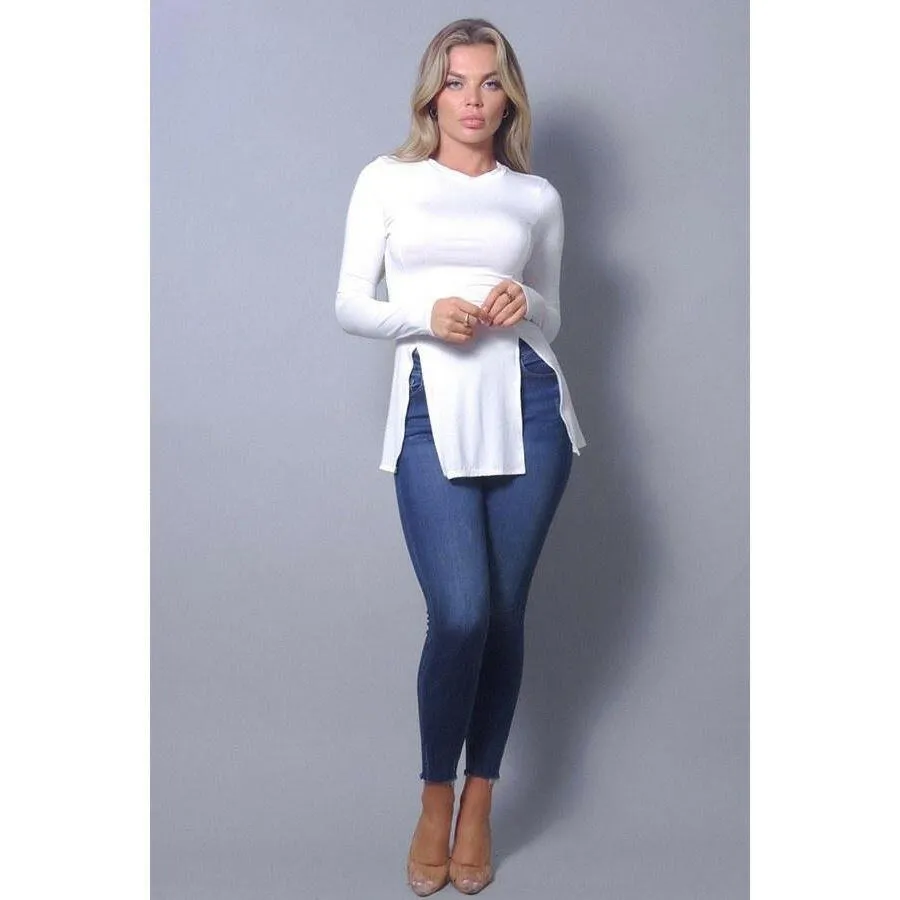 Basic Chic Split Top in White