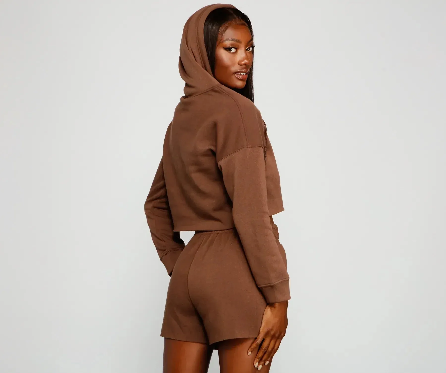 Basic Cropped Fleece Hoodie