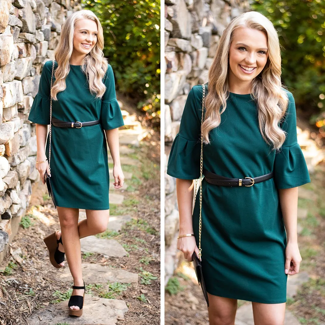 Beauty Personified Pure Hunter Green Dress