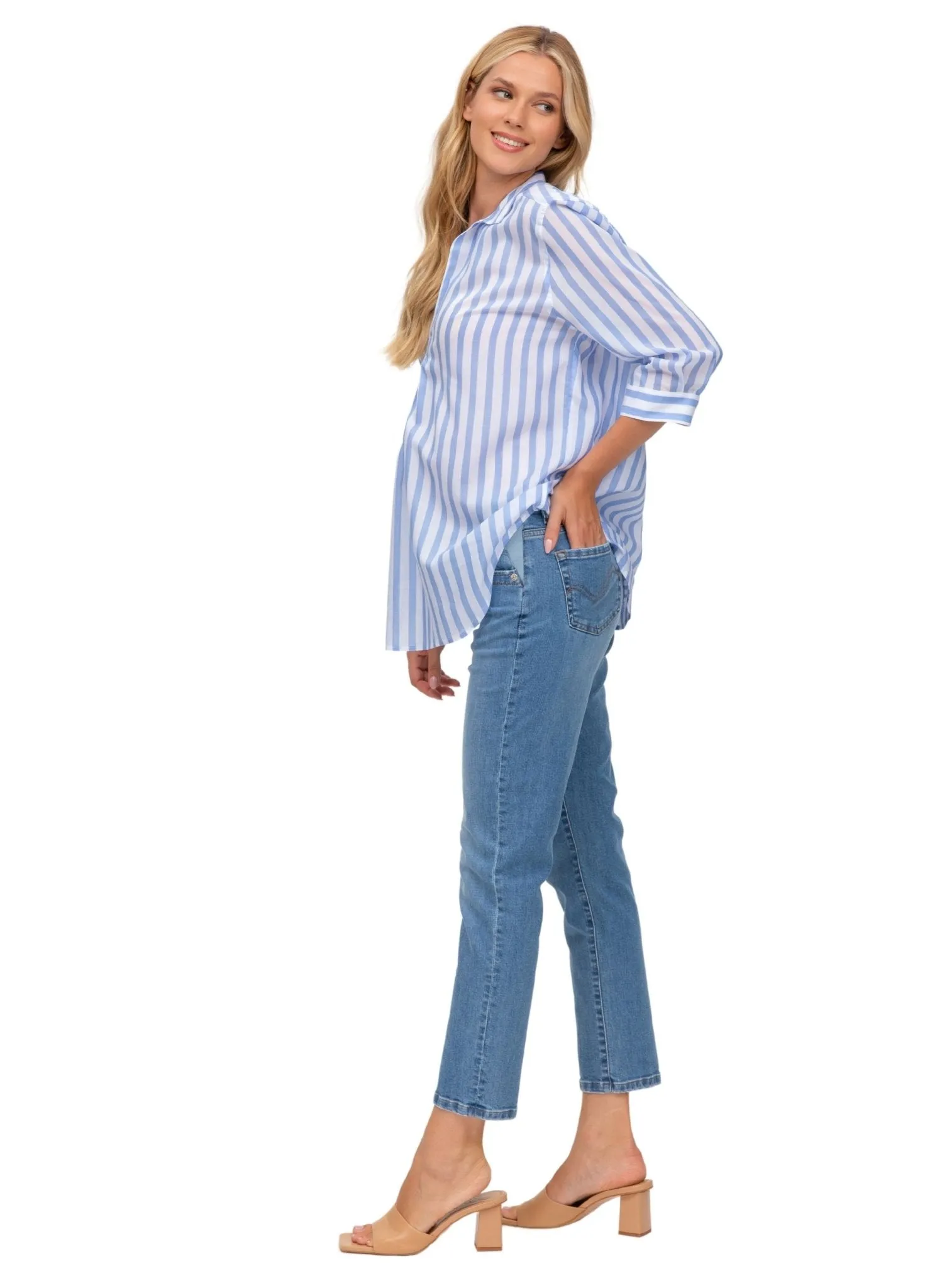 Boyfriend Fit Maternity Jeans - Light Stoned Wash