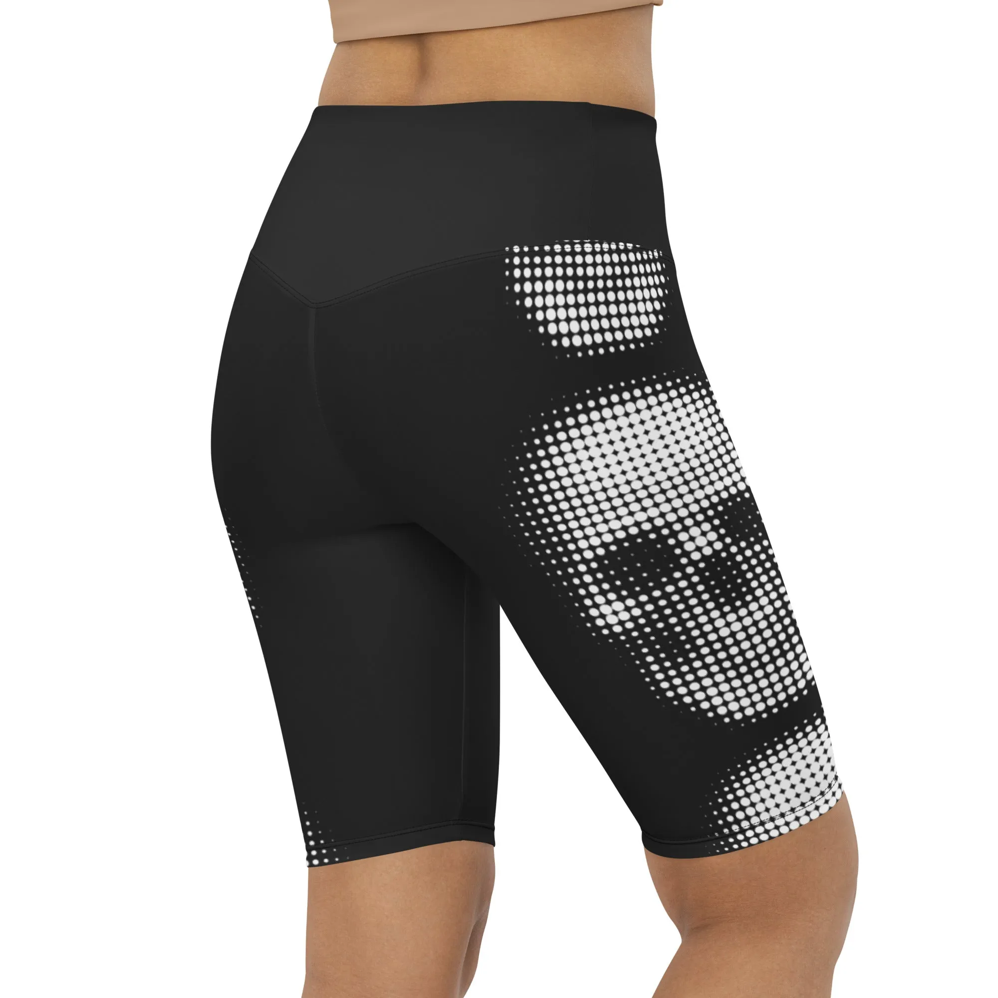 Charcoal Halftone Skull Biker Shorts