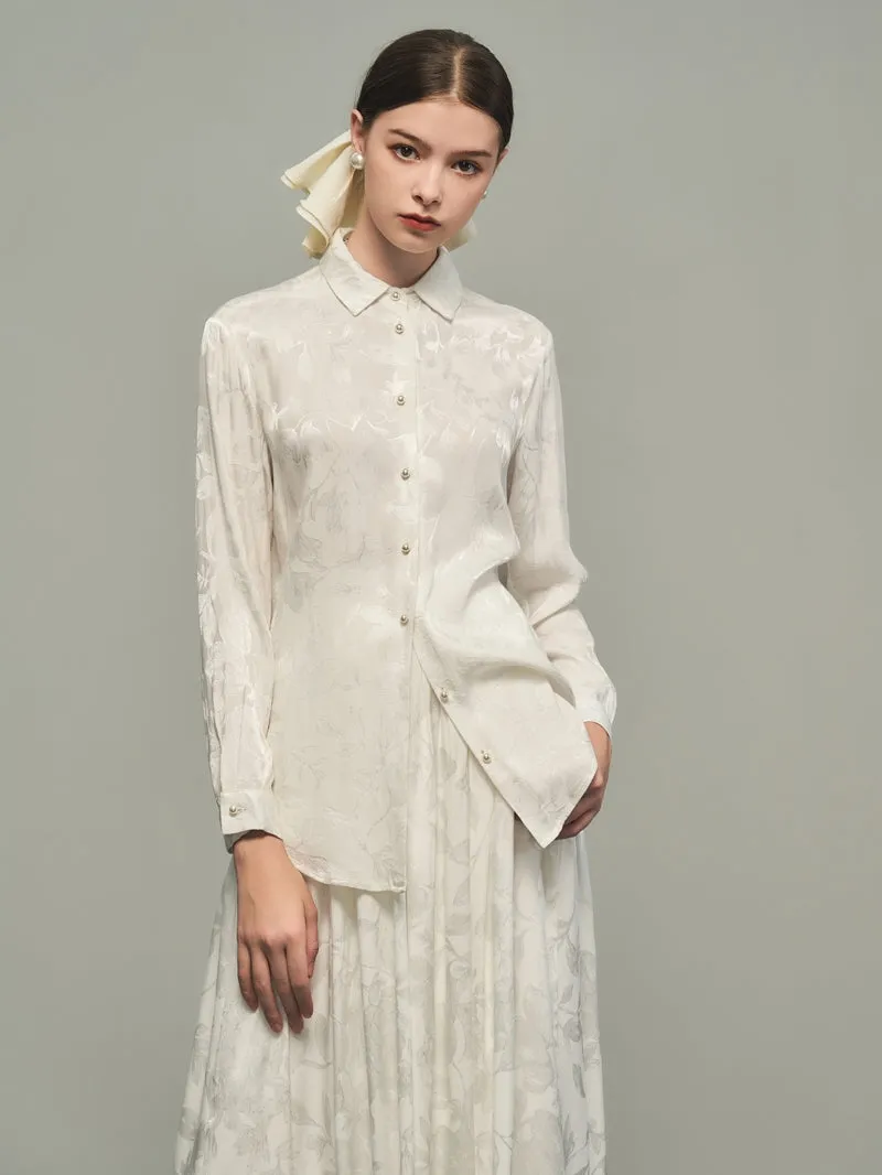 Classy Flower Embroidery Chic Blouse&Long-Skirt