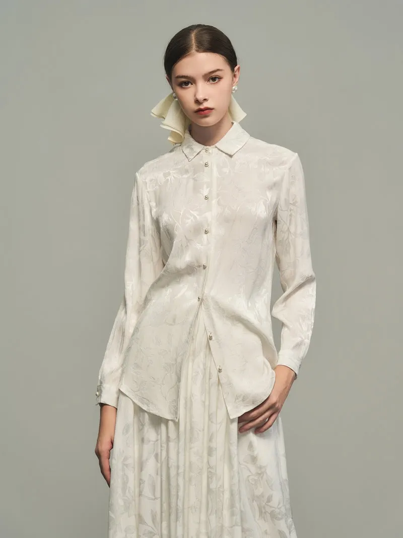 Classy Flower Embroidery Chic Blouse&Long-Skirt