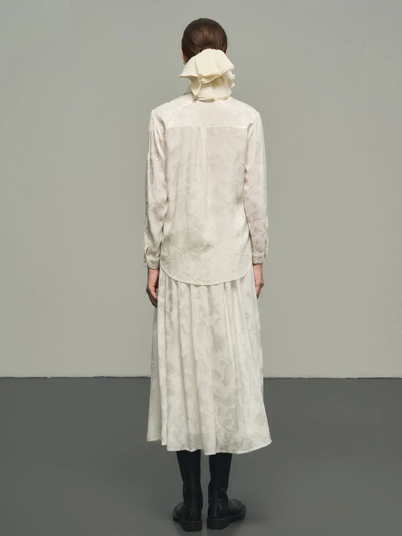 Classy Flower Embroidery Chic Blouse&Long-Skirt