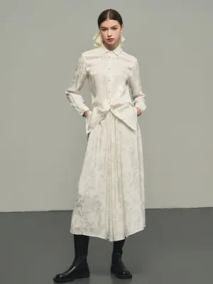 Classy Flower Embroidery Chic Blouse&Long-Skirt