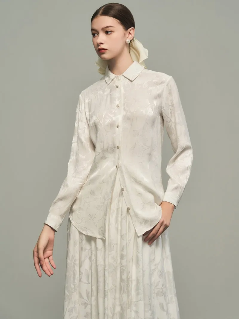Classy Flower Embroidery Chic Blouse&Long-Skirt
