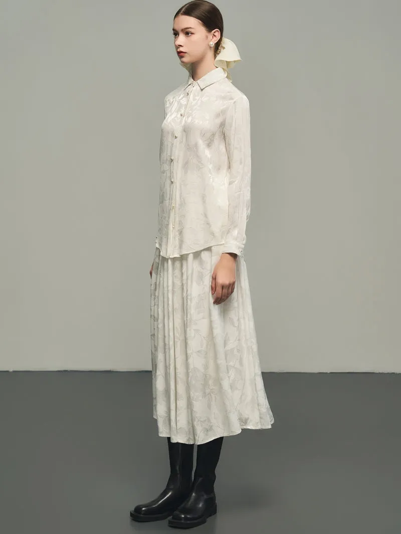Classy Flower Embroidery Chic Blouse&Long-Skirt