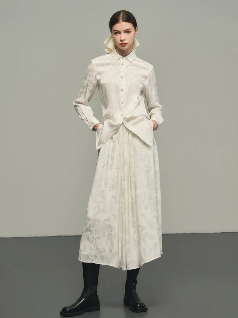 Classy Flower Embroidery Chic Blouse&Long-Skirt