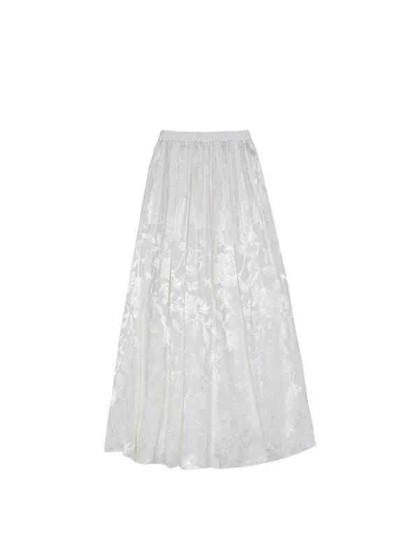 Classy Flower Embroidery Chic Blouse&Long-Skirt