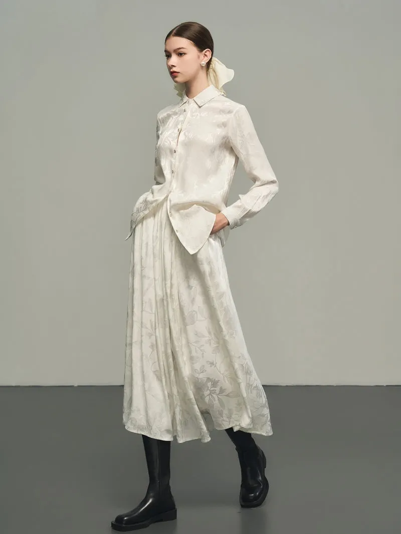 Classy Flower Embroidery Chic Blouse&Long-Skirt