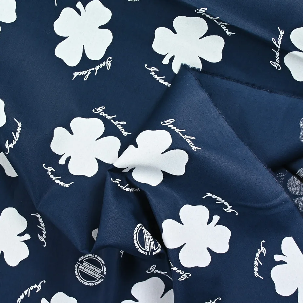 Coton imprimé good luck fond marine