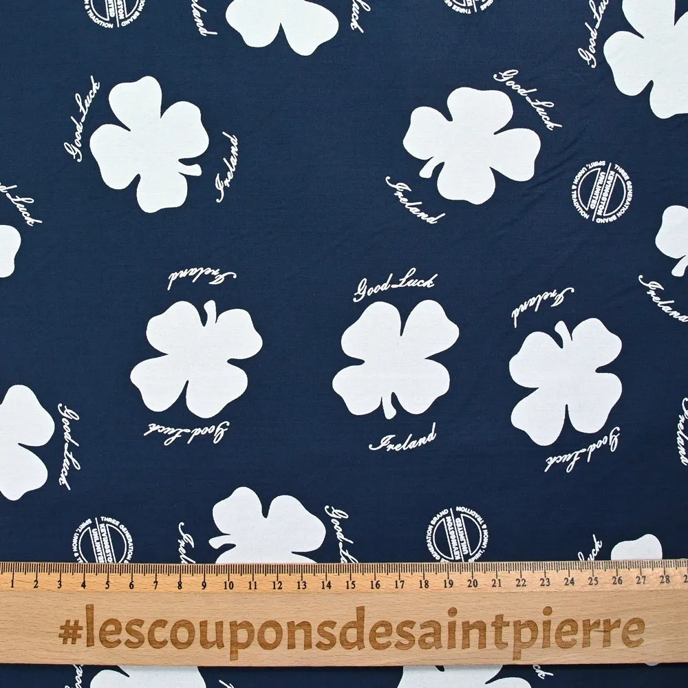 Coton imprimé good luck fond marine