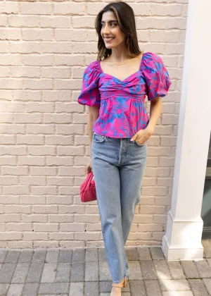 Emma Floral Printed Bow Top ***FINAL SALE***