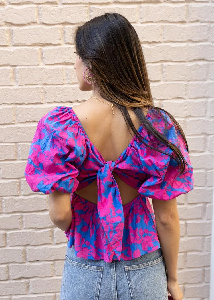 Emma Floral Printed Bow Top ***FINAL SALE***