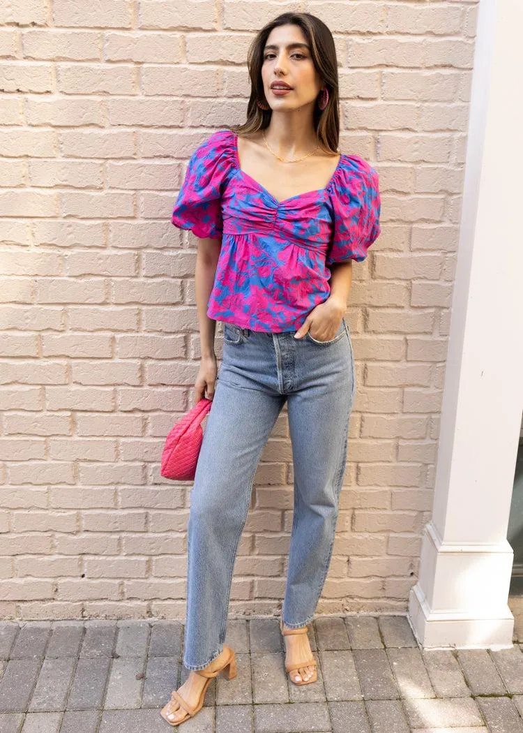 Emma Floral Printed Bow Top ***FINAL SALE***