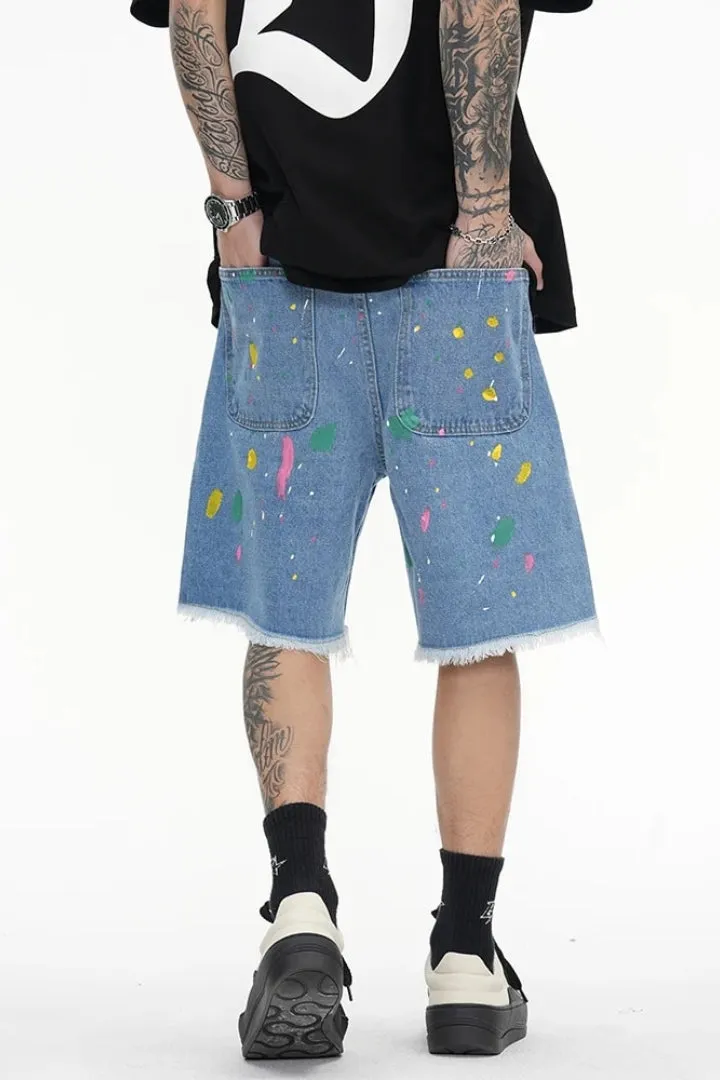 Flowers Crochet Denim Shorts
