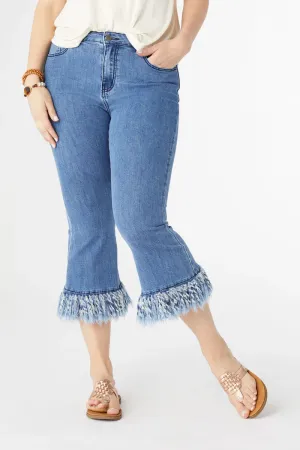 Fringe Flare Capri Pants