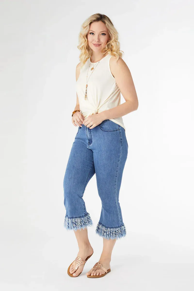 Fringe Flare Capri Pants