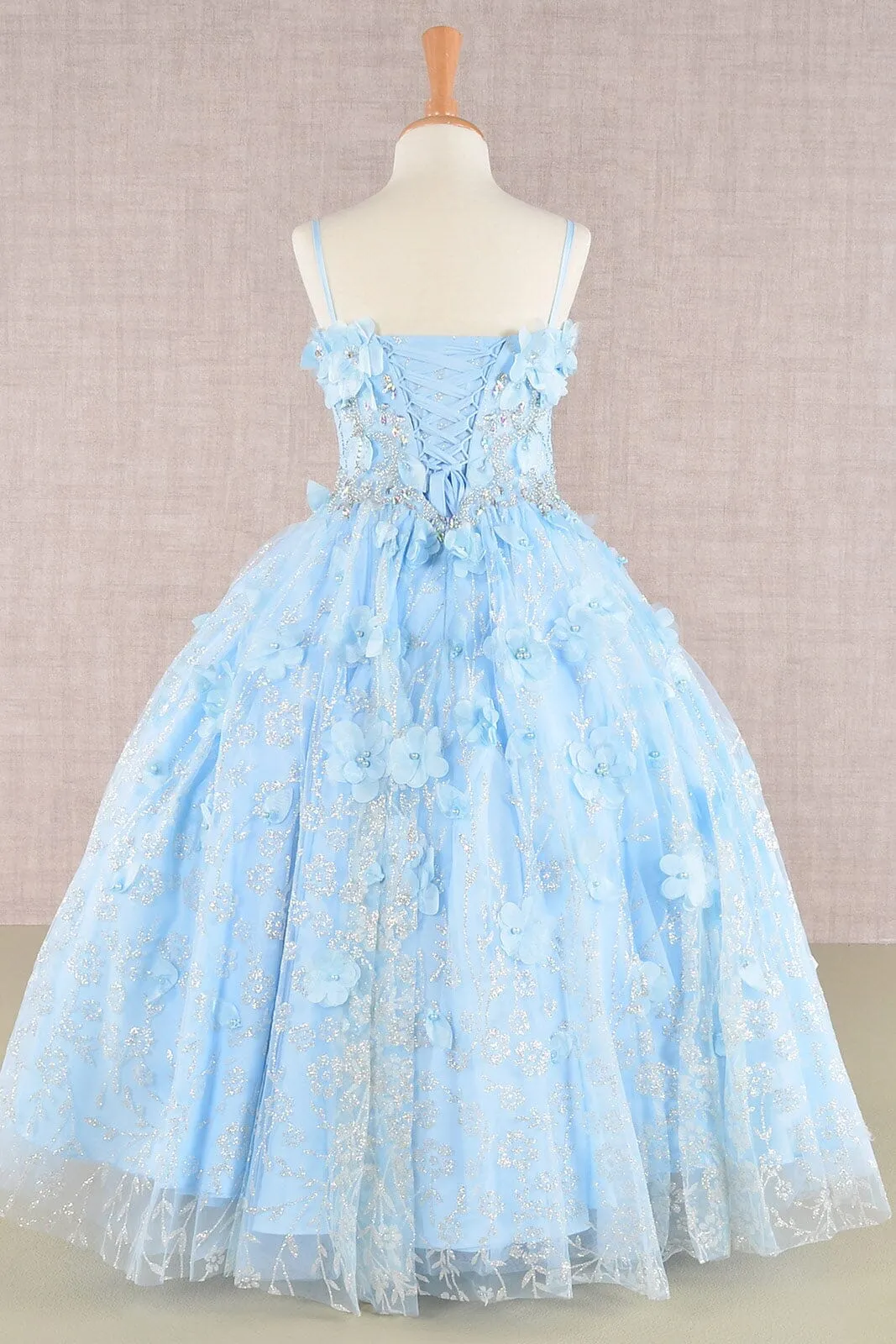 Girls 3D Floral Sleeveless Cloak Gown by Elizabeth K GK105