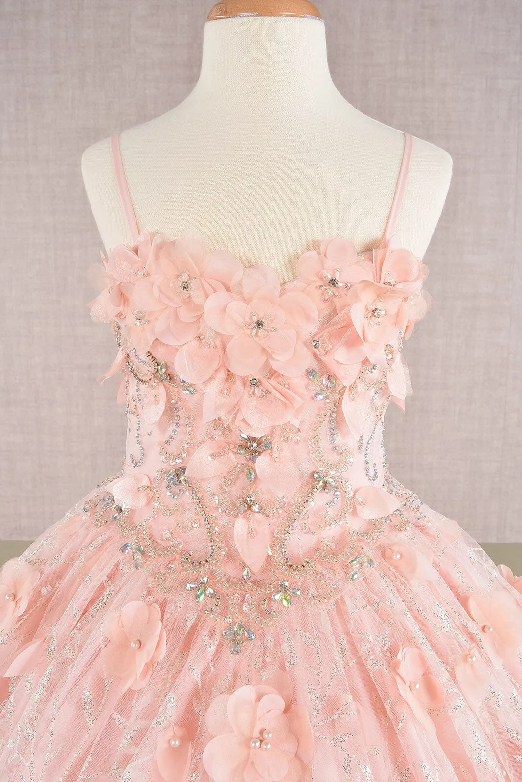 Girls 3D Floral Sleeveless Cloak Gown by Elizabeth K GK105