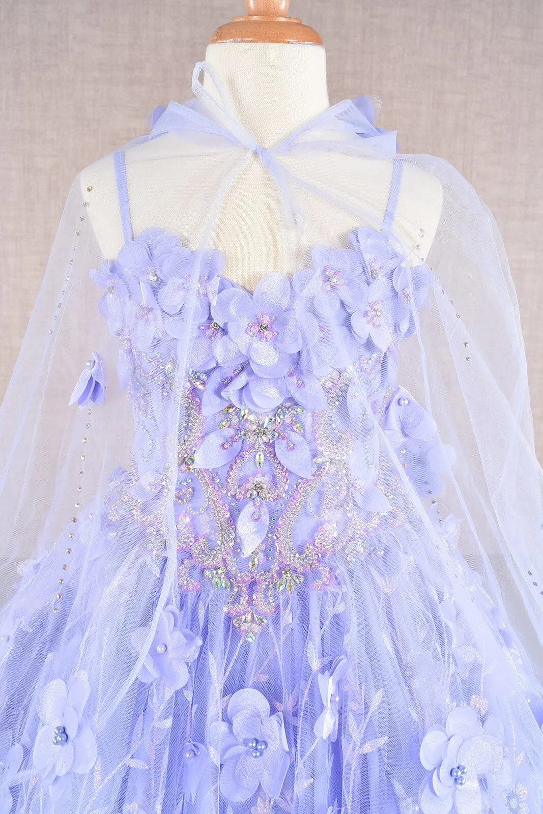 Girls 3D Floral Sleeveless Cloak Gown by Elizabeth K GK105