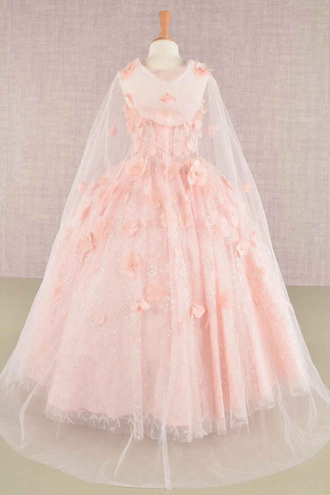 Girls 3D Floral Sleeveless Cloak Gown by Elizabeth K GK105
