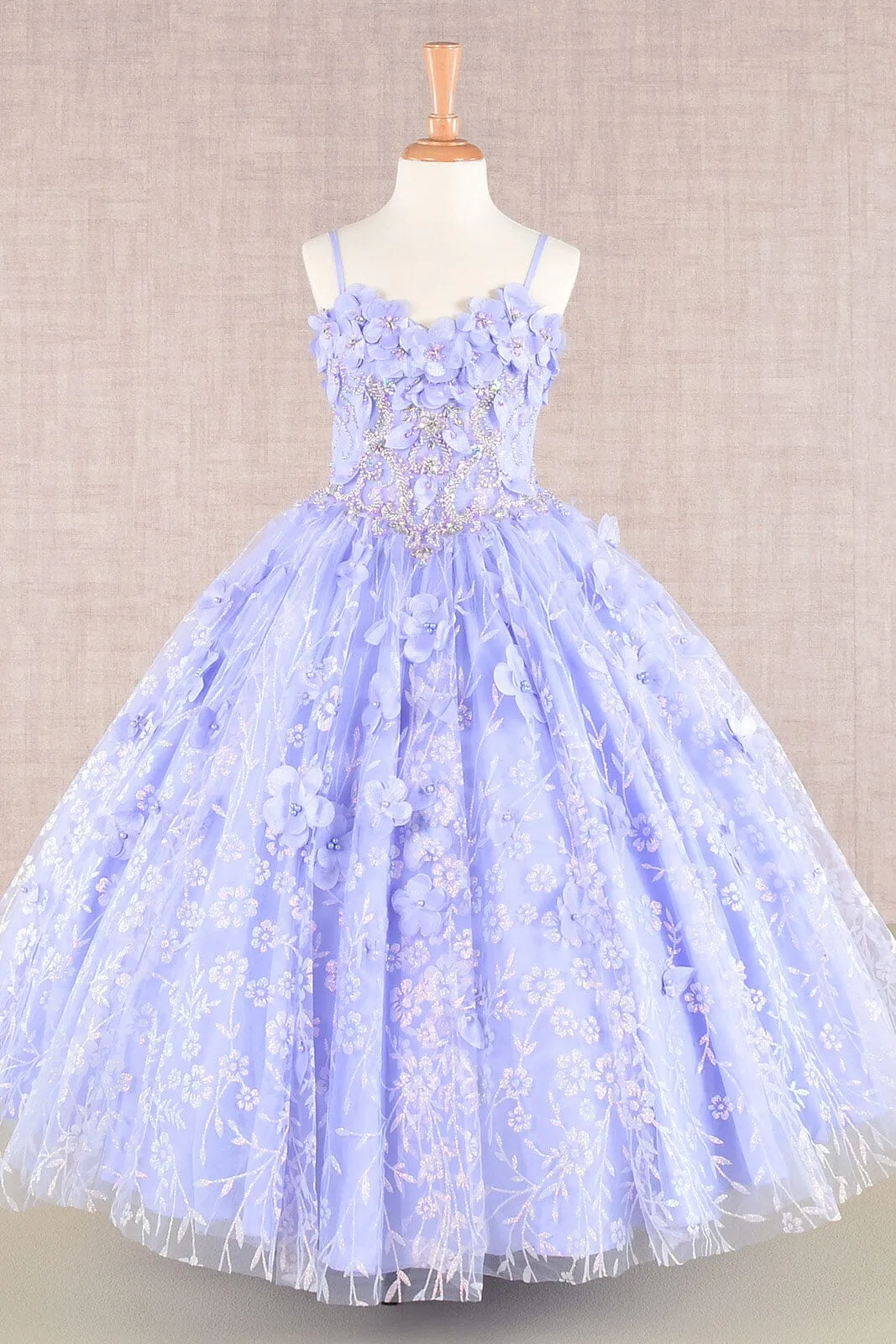 Girls 3D Floral Sleeveless Cloak Gown by Elizabeth K GK105