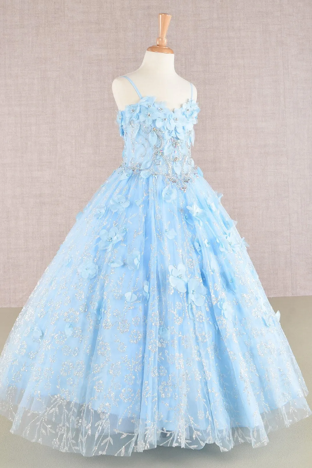 Girls 3D Floral Sleeveless Cloak Gown by Elizabeth K GK105