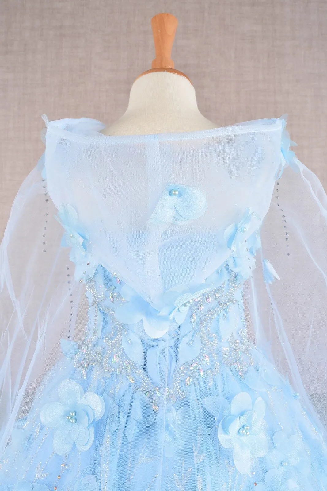 Girls 3D Floral Sleeveless Cloak Gown by Elizabeth K GK105
