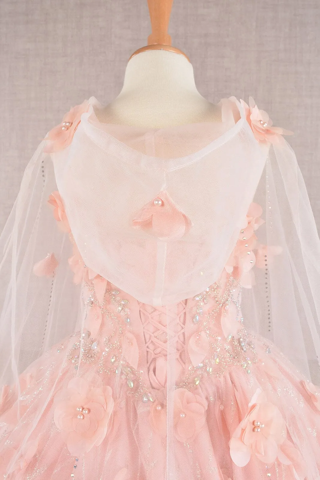 Girls 3D Floral Sleeveless Cloak Gown by Elizabeth K GK105