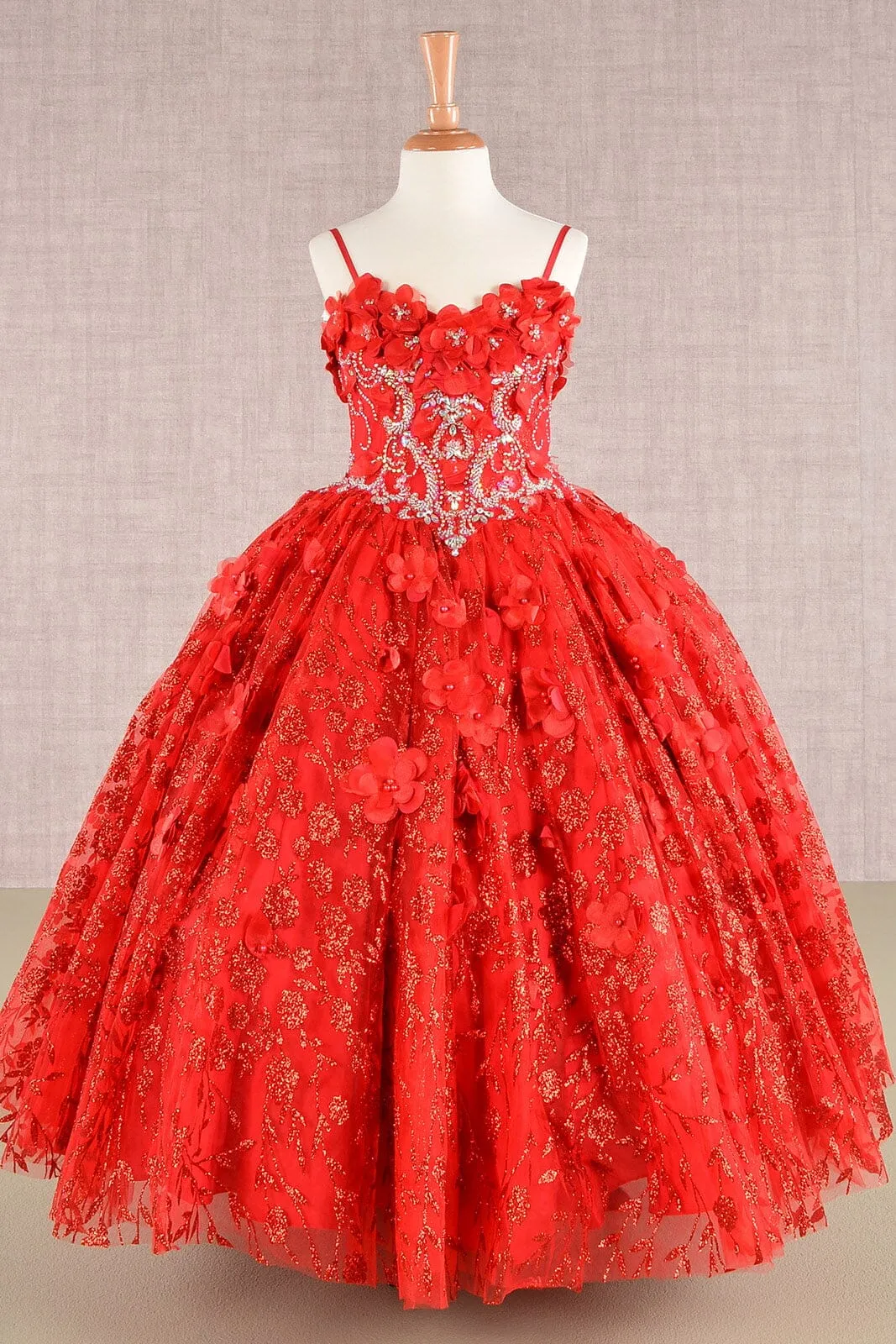 Girls 3D Floral Sleeveless Cloak Gown by Elizabeth K GK105