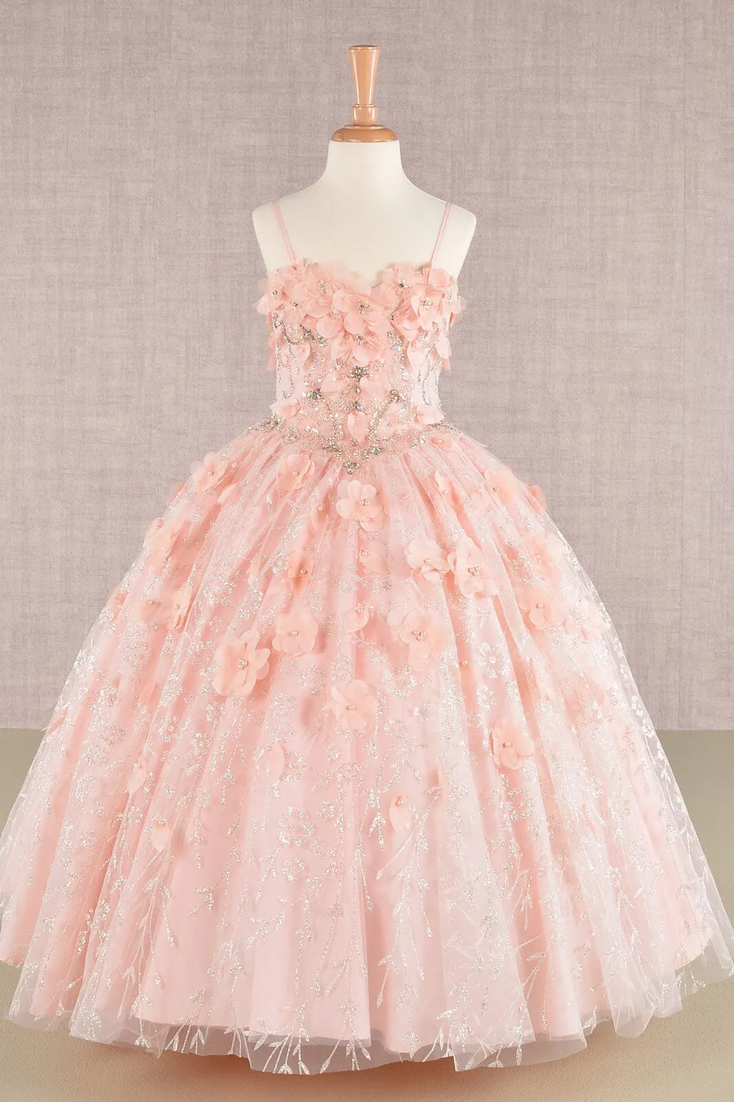 Girls 3D Floral Sleeveless Cloak Gown by Elizabeth K GK105