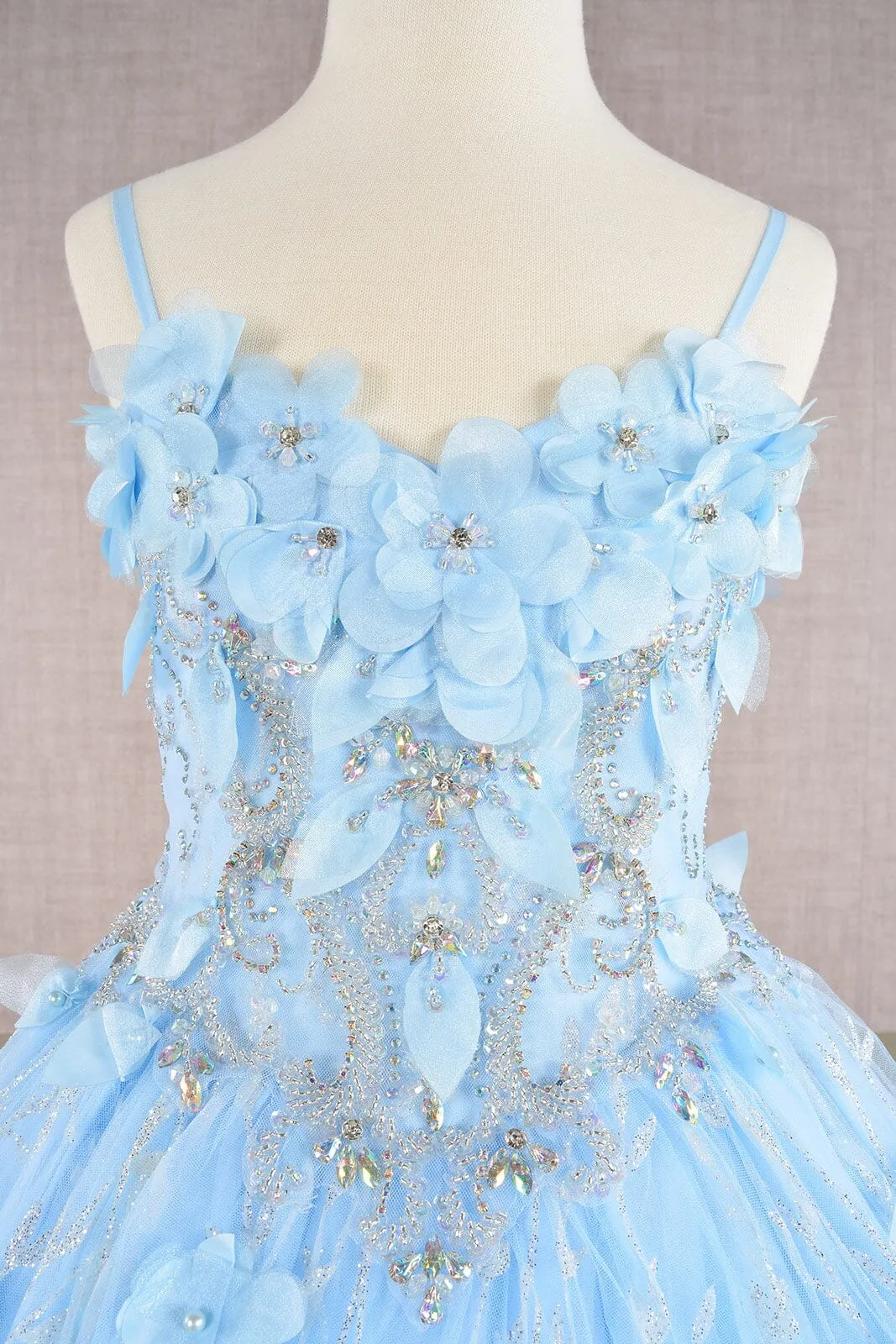 Girls 3D Floral Sleeveless Cloak Gown by Elizabeth K GK105
