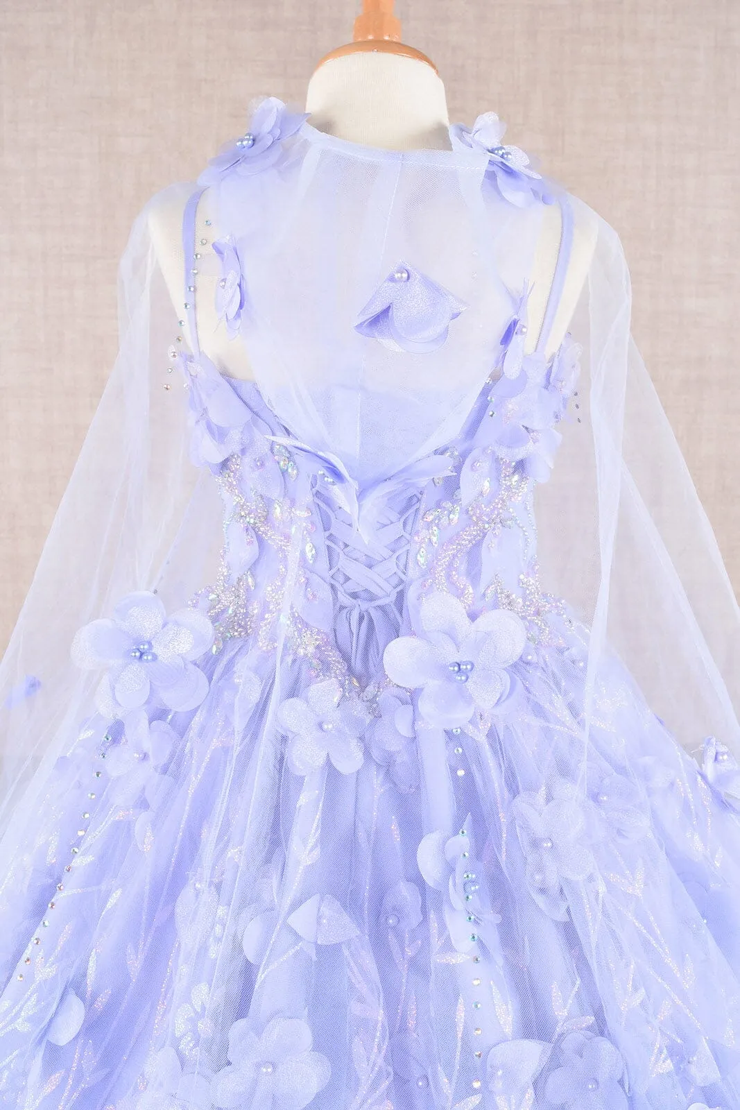 Girls 3D Floral Sleeveless Cloak Gown by Elizabeth K GK105
