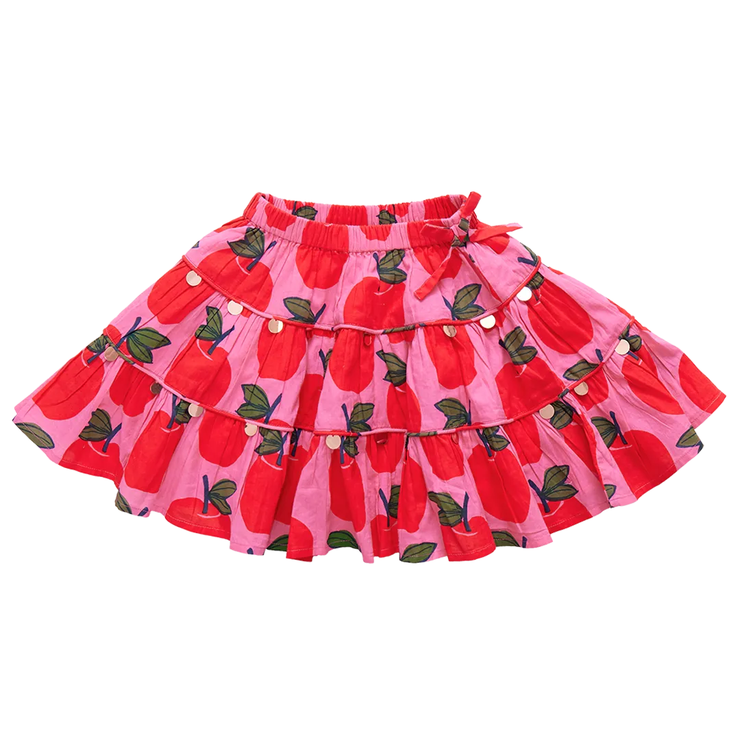 Girls Allie Skirt - Pink Apples