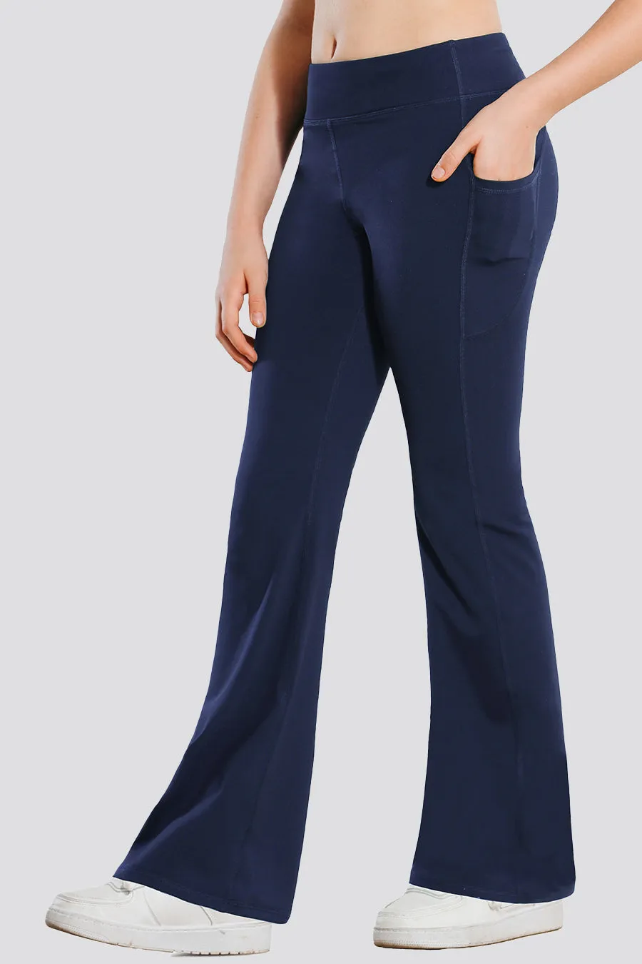 Girls Flare Leggings with 2 Pockets High Waisted