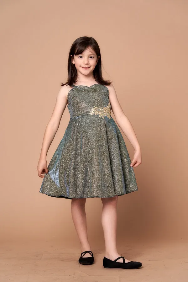 Girls Glitter Sleeveless Short Dress by Calla D818
