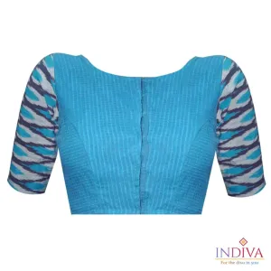 Indiva Ikat sleeve south cotton blue blouse - 36