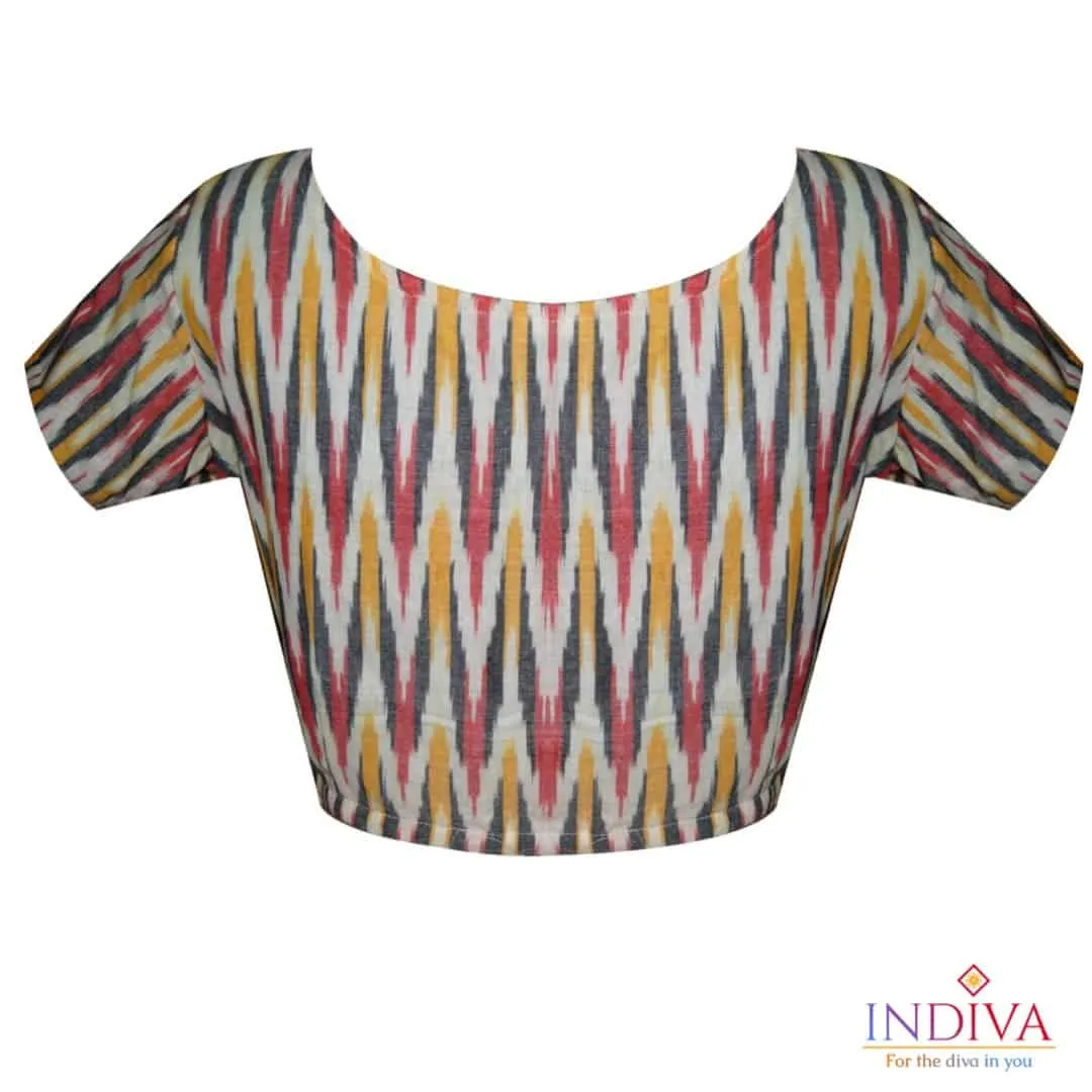 Indiva Ikat white with multicolours -44