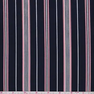 ITY Dark Navy/Blush Stripe Jersey Knit Fabric
