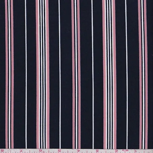 ITY Dark Navy/Blush Stripe Jersey Knit Fabric
