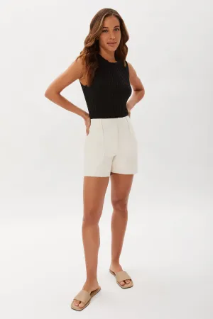 Leather Short With Pintucks