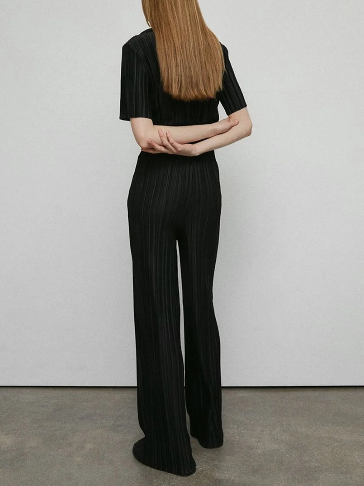 Leisure Plisse Two Trendy Piece Pants Set
