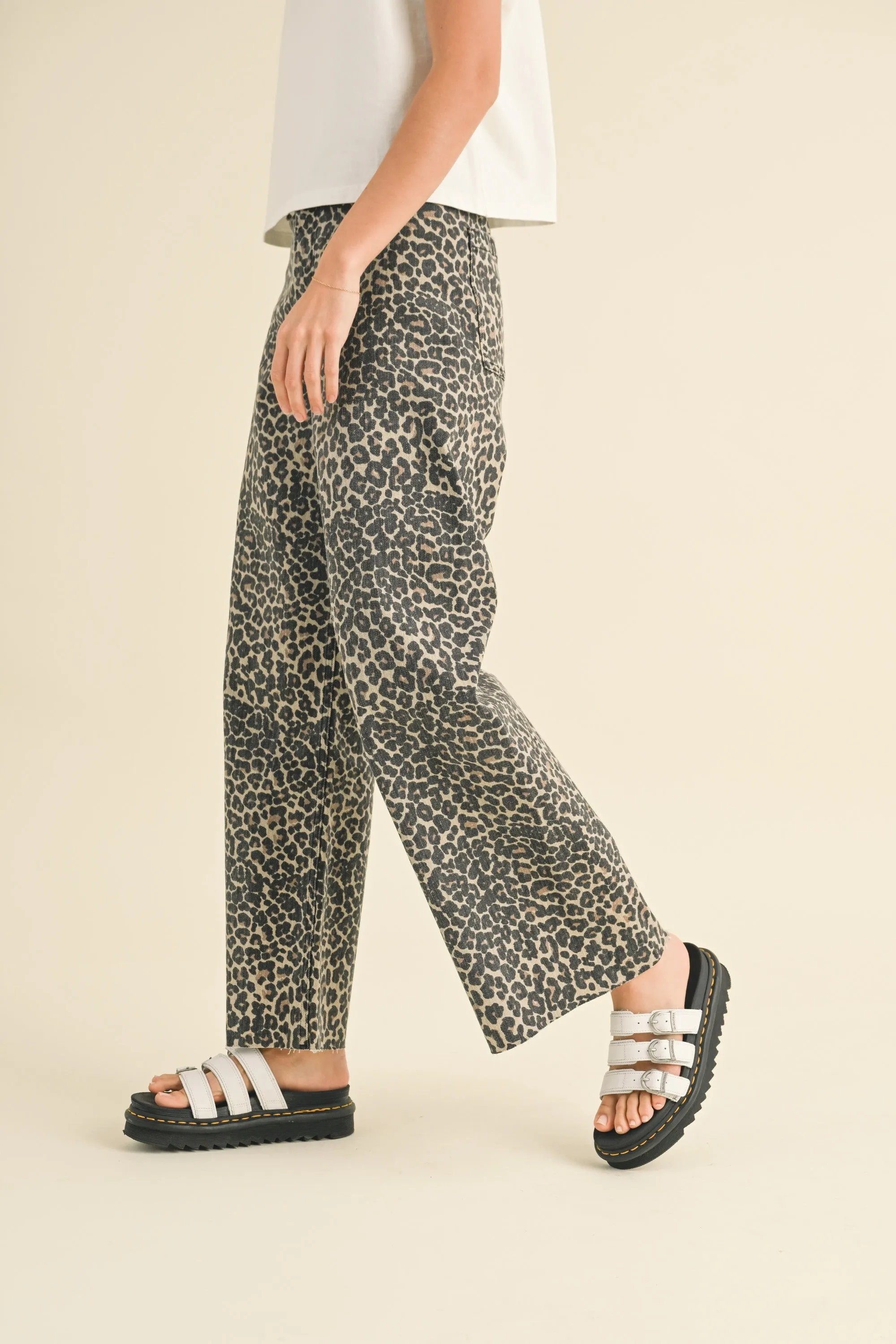 Leopard Print Wide Leg Pants
